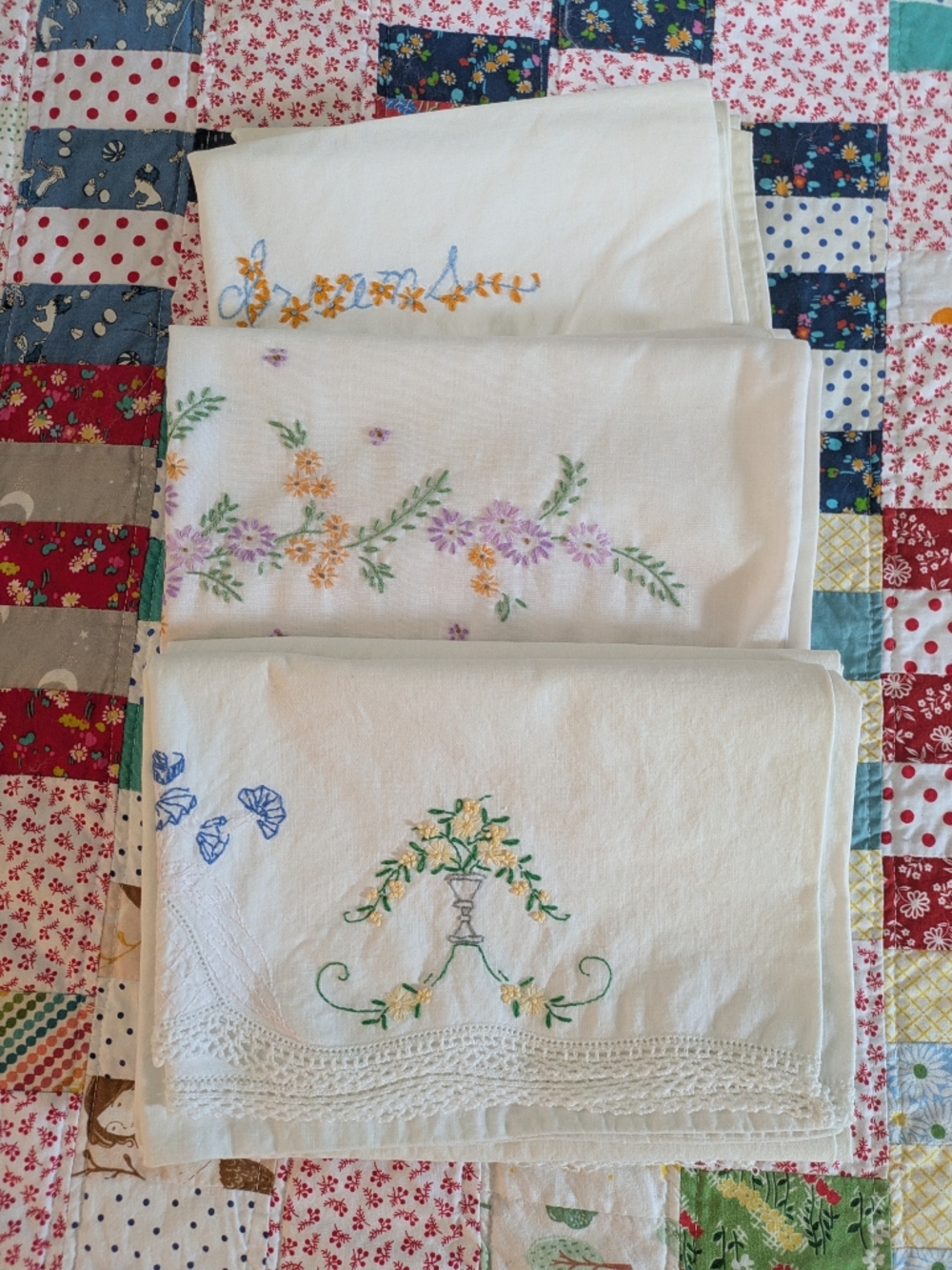 Vintage Embroidered Pillowcases (6)